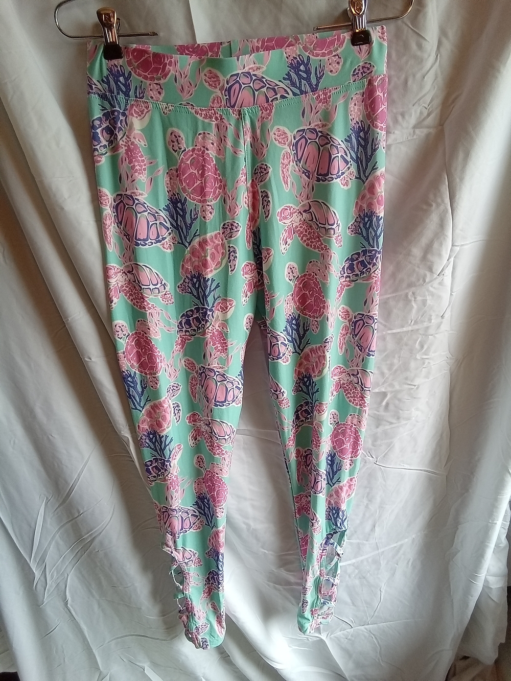 NWT Simply Southern Mint Leggings with Pink & Navy Sea Turtle Print XS/SM